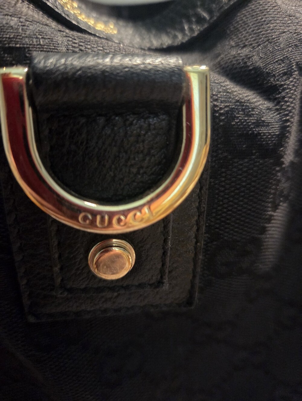 Gucci Black Monogram Tote Bag with Gold Hardware - Picture 14 of 16